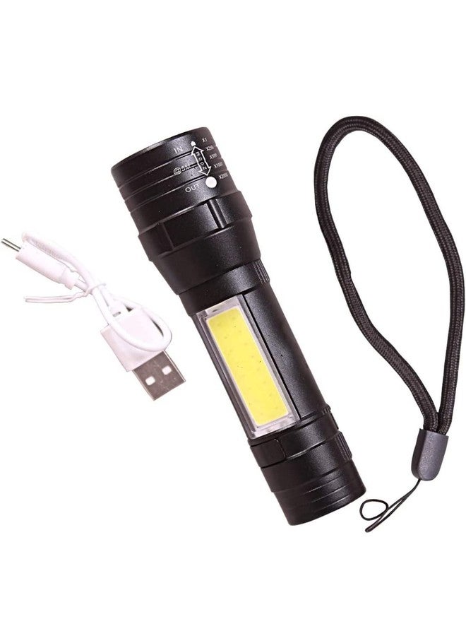 SKPM Sun Rechargeable and Zoomable Aluminum Flashlight with COB Side Light - Image 4